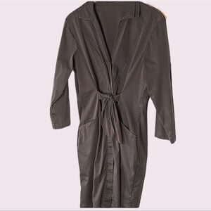 Tahari Brown Cotton Snap-Up Modified Wrap Shirt Dress size 10